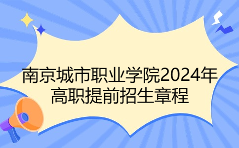 南京城市职业学院2024年高职提前招生章程