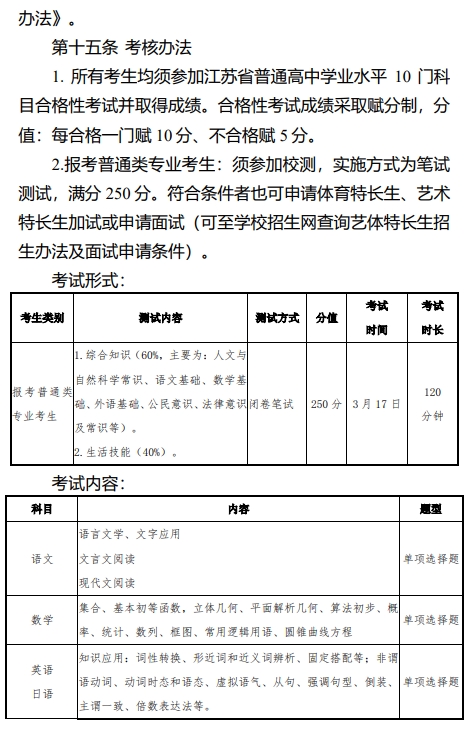 常州信息职业技术学院2024年提前招生考试